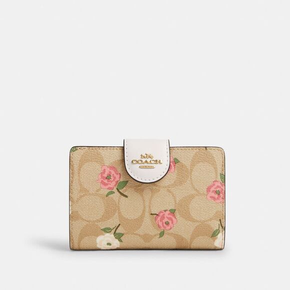 COACH Handbags - NWT Coach Outlet Medium Corner Zip Wallet In Signature Canvas  Floral Print